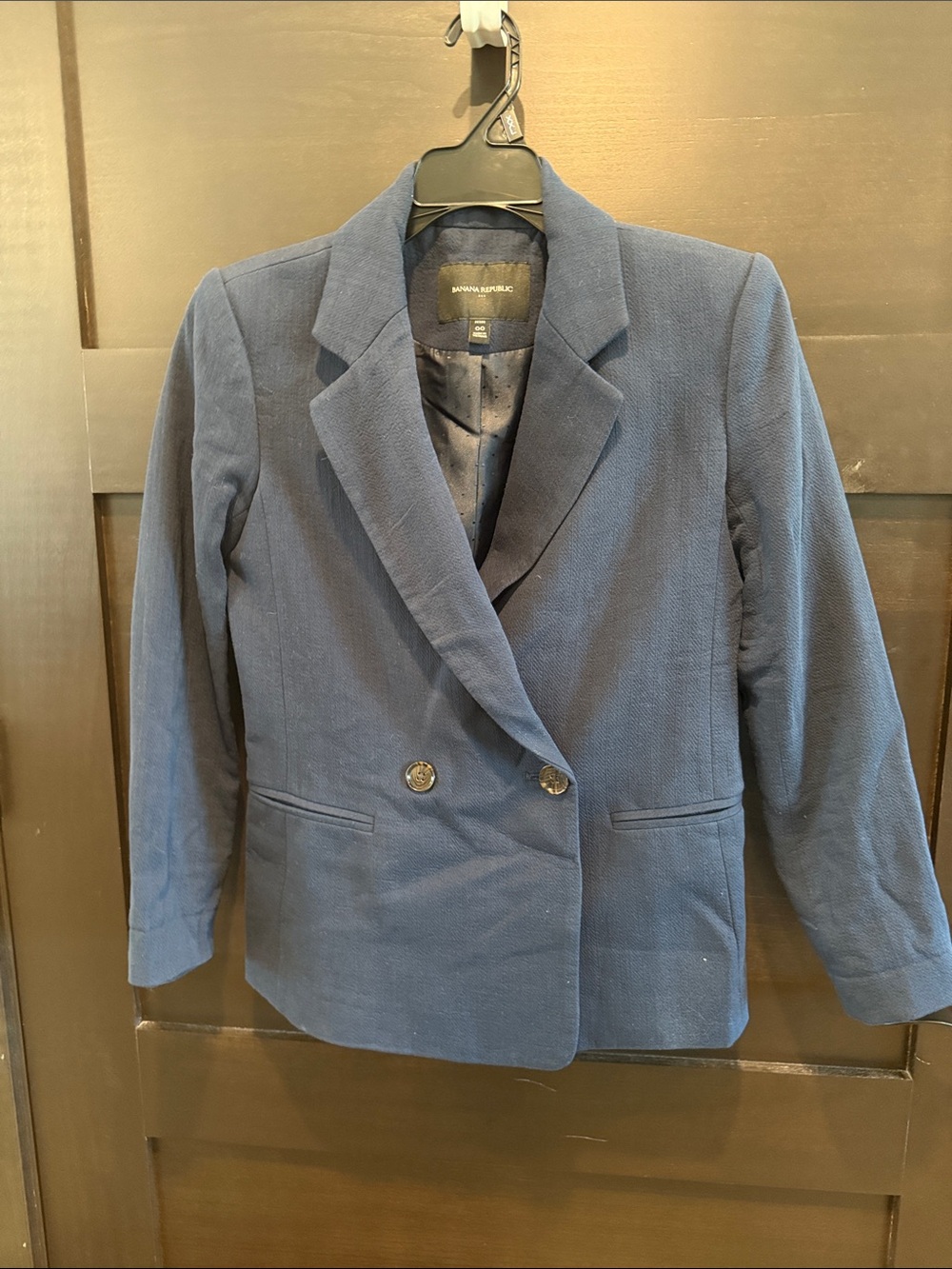 Banana Republic Navy Double-Breasted Textured Blazer